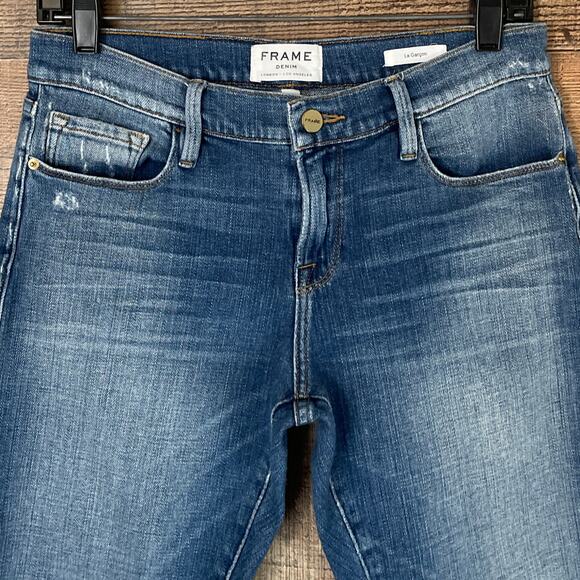 FRAME Le Garcon Melbourne Jeans Step Hem Zippered Ankle Blue Size 26 - Picture 2 of 10